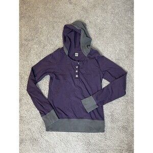 Prana Women's Button Pullover Hoodie Plum Purple Sz Small EUC